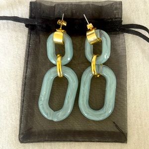 Modern Long Blue Earrings